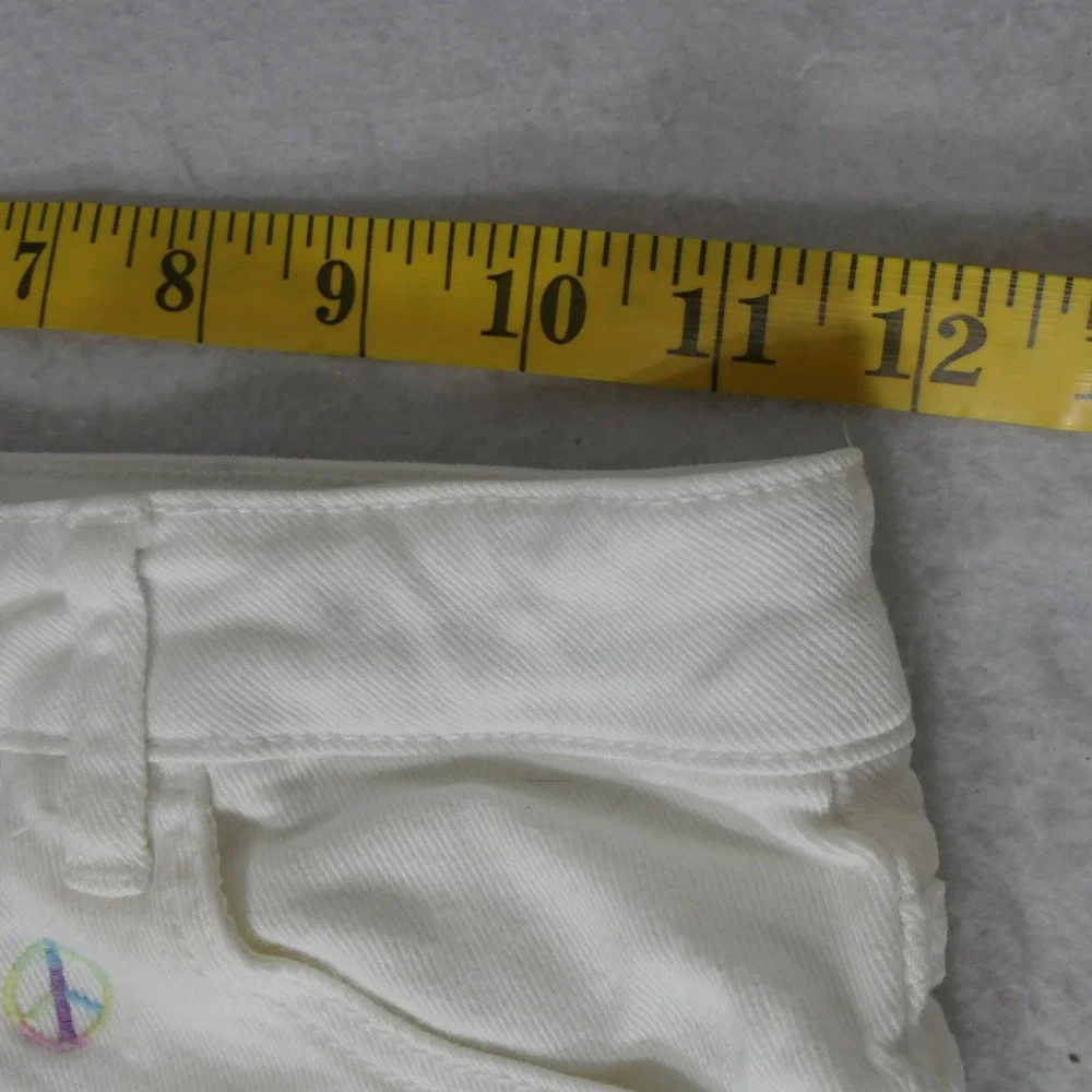 GAP Kid Shorts 10 White Peace Sign Embroidered Rainbow Stretch Retro Hippie Boho
